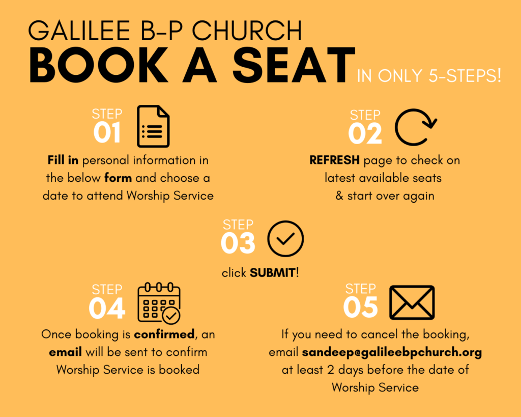 Book A Seat | Galilee B-P Church – Galilee B-P Church